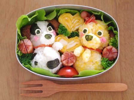 仲良し子犬のお弁当