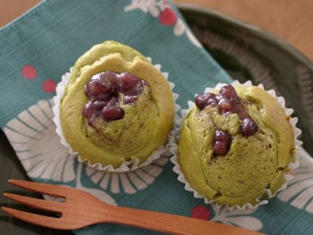 抹茶あずきのカップケーキ