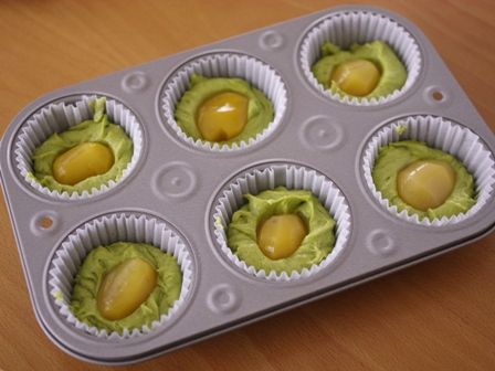 栗の甘露煮まるごと簡単はちみつカップケーキ抹茶とあずき03