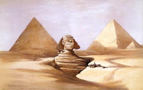 The Great Sphinx, Pyramids of Gizeh-1838 David Roberts