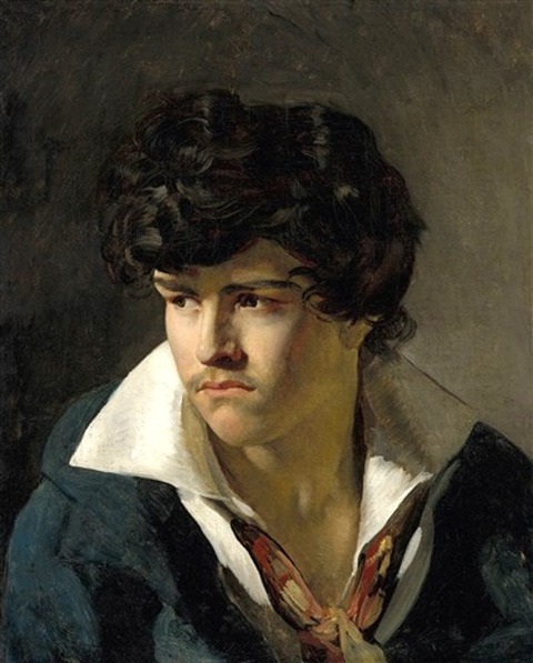 Portrait of Eugène Delacroix a Young Man with an Open Collar