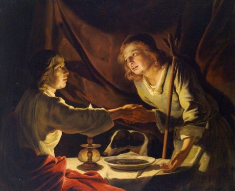 Matthias Stom, Esau [right] selling  birthright to Jacob 17th