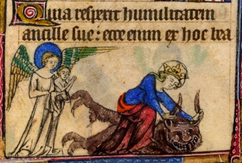 tackles the devil  Taymouth Hours  1325–40