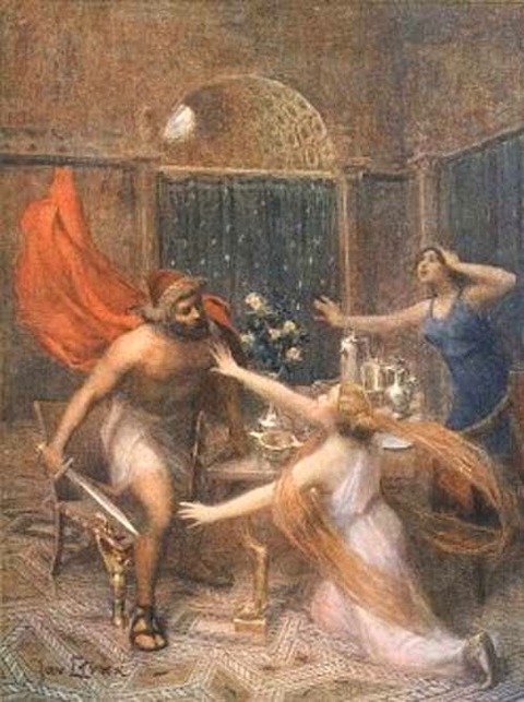 Jan Styka - Odysseus threatening Circe