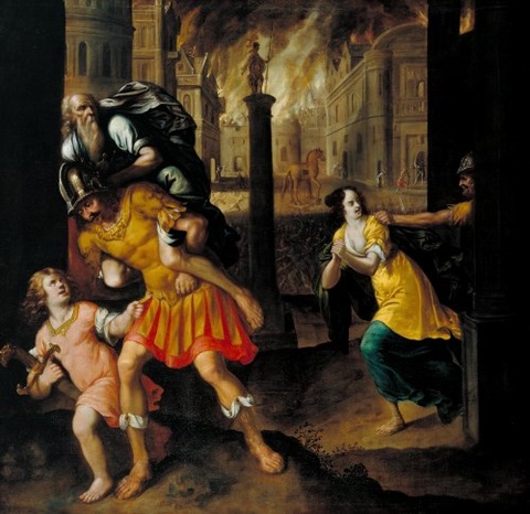 Henry Gibbs Aeneas and his Family Fleeing Burning Troy 1654