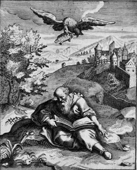 17th century engraving of the death of Aeschylus