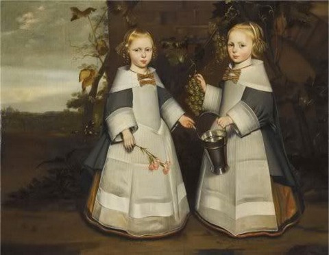 Anonymous, portrait of two girls 4-year-old twins 1654