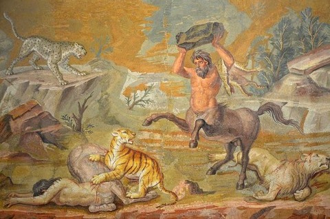 Mosaic Centaurs Fighting Cats of Prey from Hadrian's Villa  130