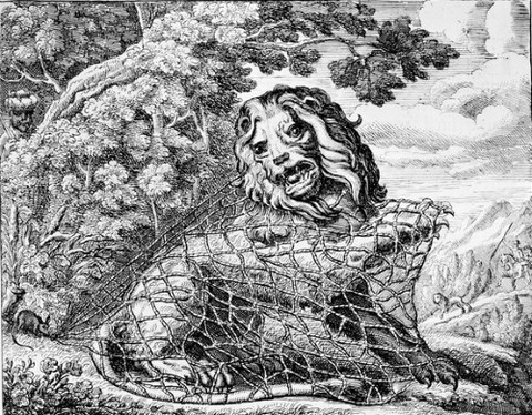 The Lion and the Mouse　Aesop's Fables　Barlow, Francis  1687