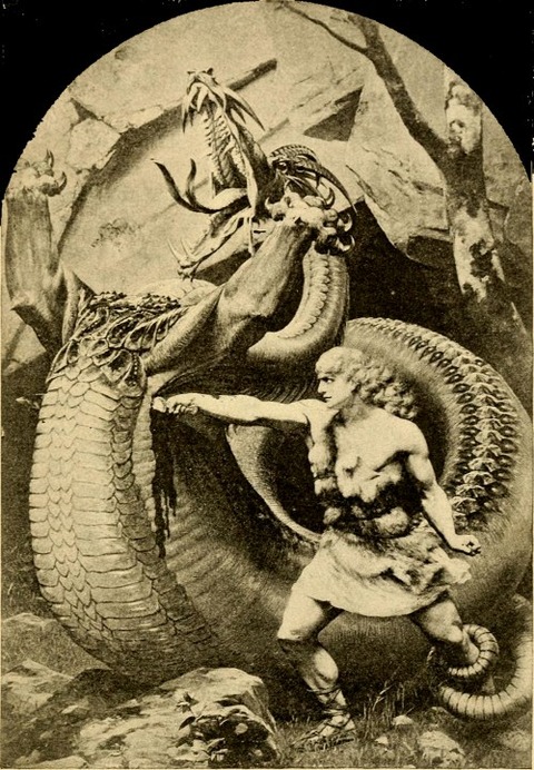 Sigurd slaying Fafnir  Old Norse stories 1900