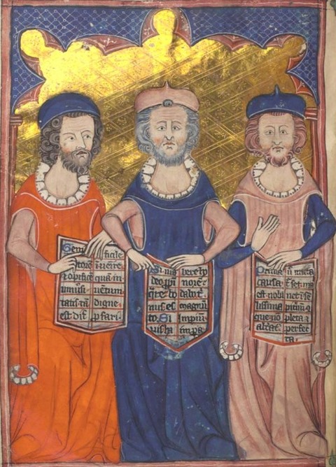 Plato, Seneca, Aristotle in medieval manuscript  1325–35