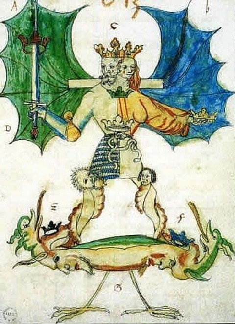Acquerello estratto dal manoscritto alchemico Pandora 1550
