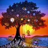 藤城清治先生　夕日のブランコ 藤城清治先生 夕日のブランコ 夕日のブランコ」FSM-154,160 ジクレー