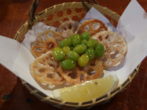 蓮根のせんべいと銀杏の唐揚げ 18.11.9 082
