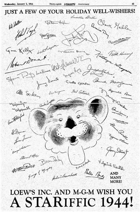 Variety Jan 1944 p45   MGM Stars Wishing for 1944