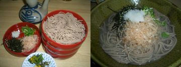 「割子そば(左)」と「釜揚げそば(右)」
