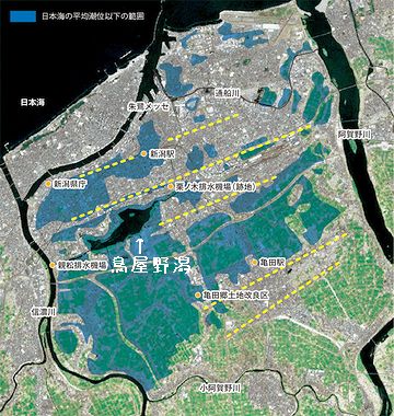 青く塗られてる部分が、日本海の海面より低い範囲