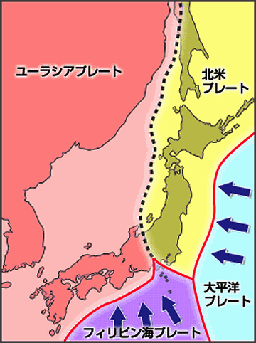 それに対し、日本海が載ってるのは、大陸プレート