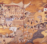 四条河原遊楽図屏風、超希少・大判画集画、新品高級額装付 風景 四条河原遊楽図屏風、超希少・大判画集画、新品高級額装付 風景 NAMs