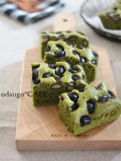 米粉の蒸しケーキ♪黒豆抹茶2_600