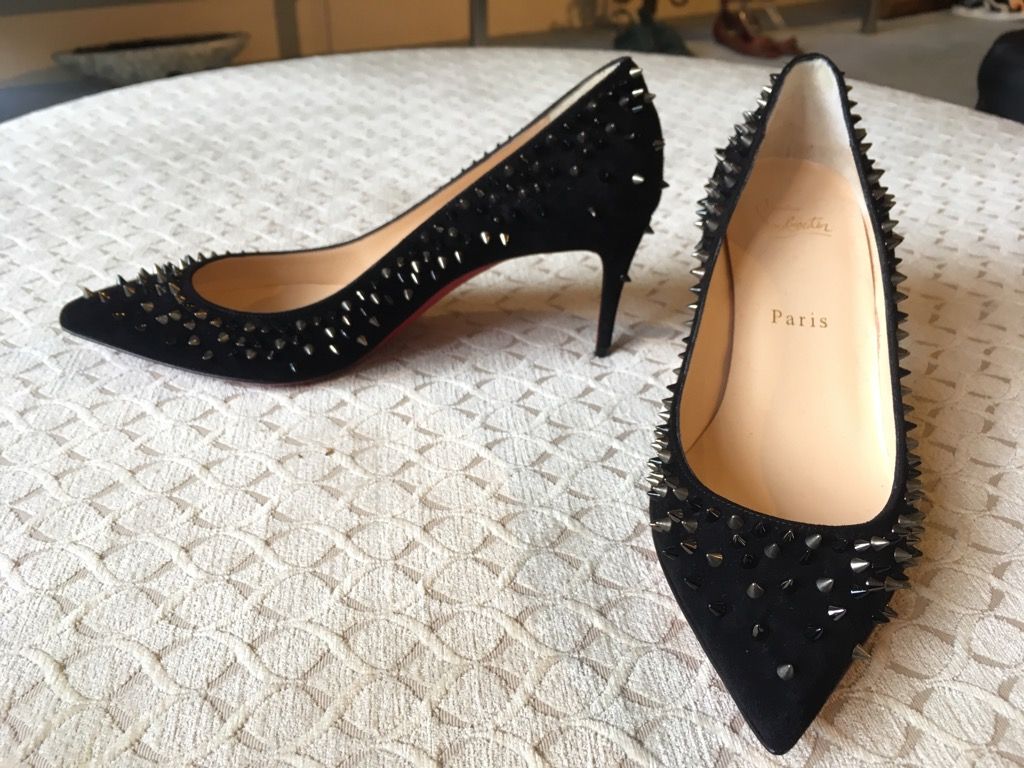 Christian Louboutin ⭐︎スエード スタッズ パンプス クリスチャンルブタン フラットパンプス 23.5cm スタッズ