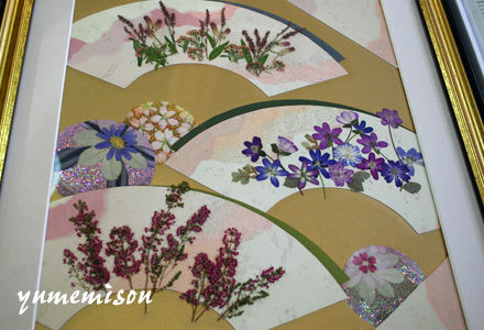 お正月の押し花作品