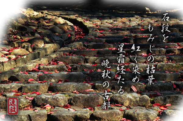 石段を