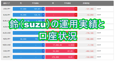 鈴(suzu)の運用実績と口座状況