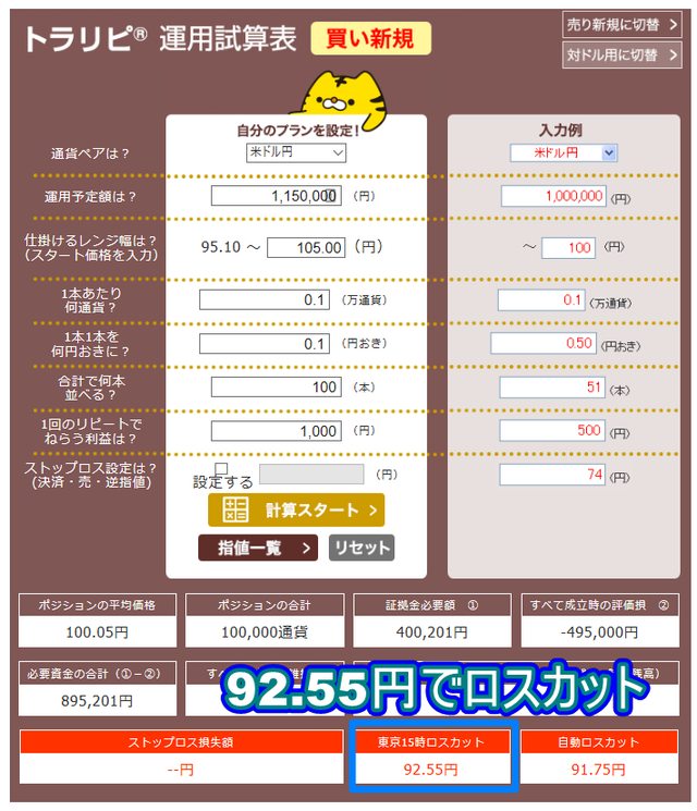 米ドル円のトラリピ設定初期
