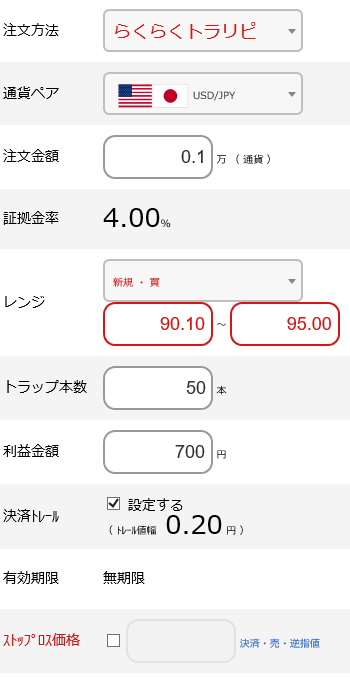 米ドル円買い90円～95円