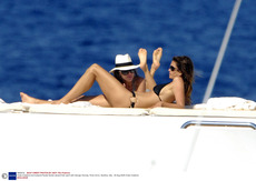 Cindy Crawford black bikini - topless on yacht