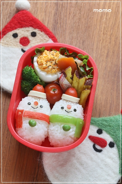 仲良し雪だるまのお弁当 簡単可愛いクリスマス弁レシピ Momo S Obentou キャラ弁 Powered By ライブドアブログ