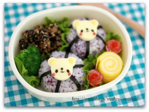 クマちゃんの手毬おにぎり弁当 : momo's obentou＊キャラ弁