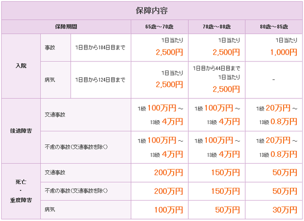 熟年型保障内容