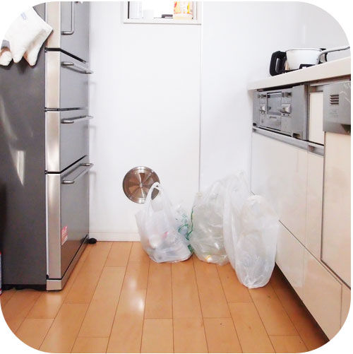 After キッチンにそのまま置かれている缶瓶のゴミ袋を3coinsの袋に収納した話 夫と娘と猫との暮らし