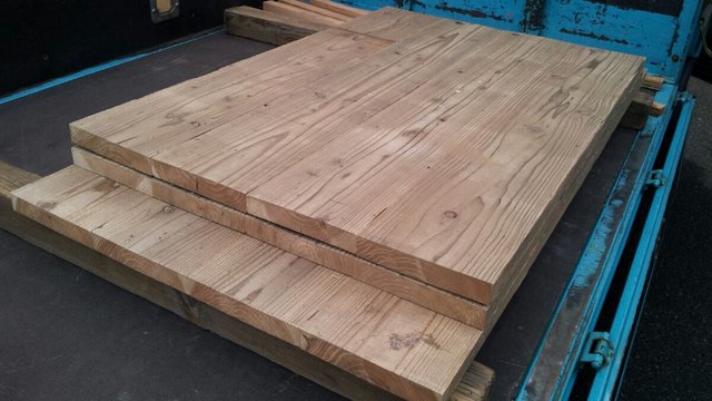超美品の 天板 一枚板 古材 棚板 幅96 足場板 テーブル天板 古木 DIY 板 木材 A5-09