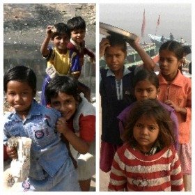 同じインドで出会った光景。「写真撮ってくれるの!?嬉しい!」(左)、「写真撮らせてやるからお金ちょうだい!」(右)