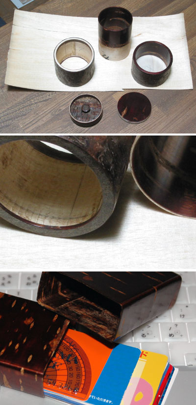 樺細工の茶筒とたばこ入れ