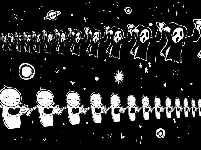 悪魔が悪魔を刺し、天使が天使を愛するイラスト