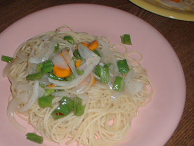 伏見唐辛子のパスタ