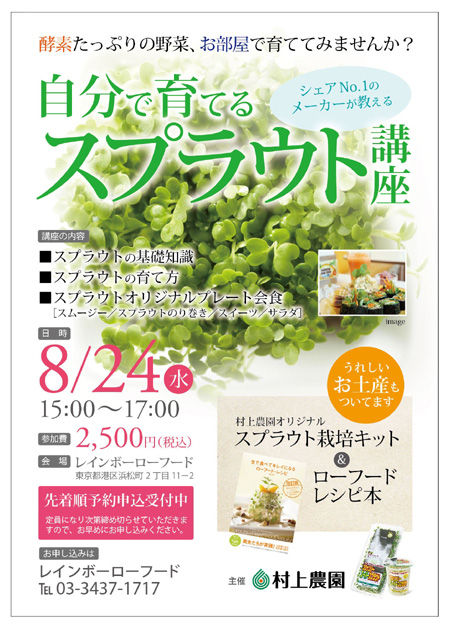 スプラウトの育て方講座レインボーさんチラシ
