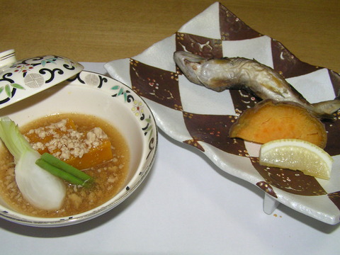 南瓜の鶏そぼろあんかけ