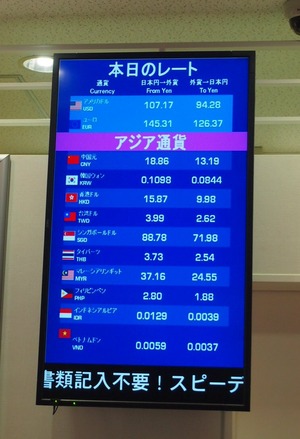 日本での両替レート