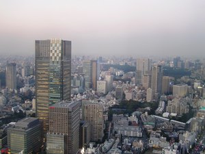 控え室から見る六本木の夕暮れ