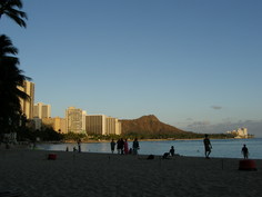 夕暮れの浜辺