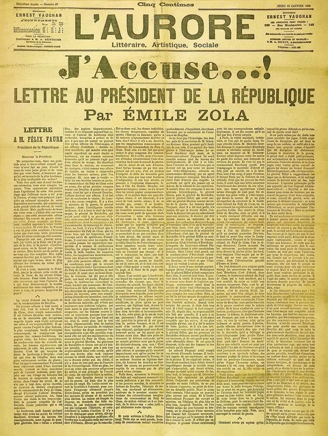 1898 Le journal L’Aurore Zola