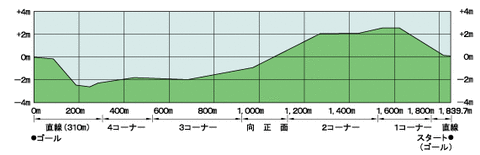 中山芝コース高低断面図(右・外)