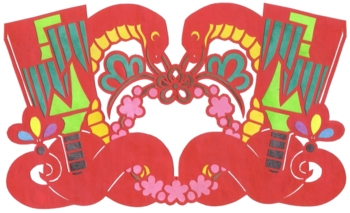 巳年年賀状用切り絵赤
