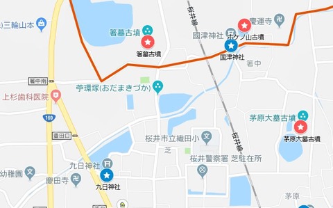 穴師坐兵主神社の参道 九日神社 桜井市 芝 エナガ先生の講義メモ