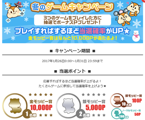 モッピー 冬のゲームキャンペーン